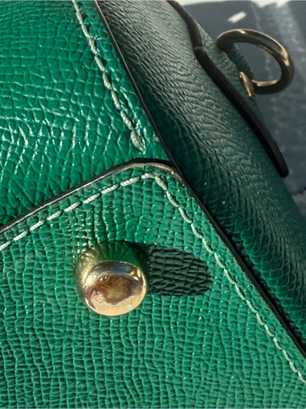 Coach Emerald Green Leather Medium Rowan with Gold Charm Chain. - Picture 8 of 14